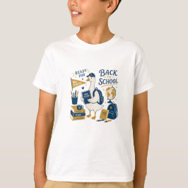 Camiseta Ganso de Volta às Aulas Suprimentos Escolares Retr