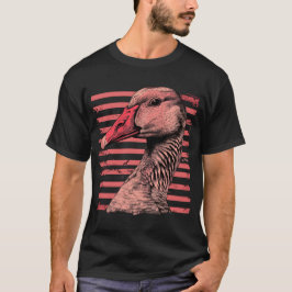 Camiseta Ganso em faixas de colheita rosa