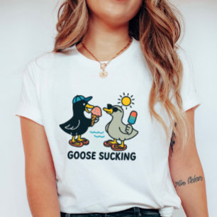 Camiseta Ganso Engraçado de Verão; Ganso com Sorvete