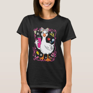 Camiseta Ganso engraçado de volta à escola com laço e xícar