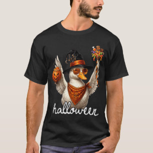 Camiseta Ganso engraçado halloween bruxa abóbora fantasma g