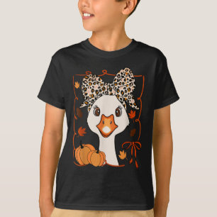 Camiseta Ganso Engraçado Temporada de Abóbora Outono Folhas