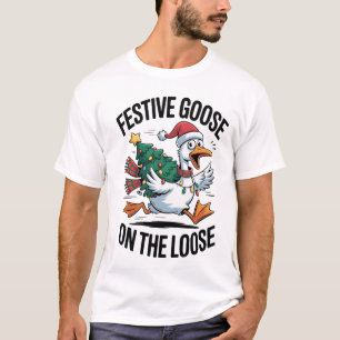 Camiseta Ganso Festivo à Solta Goose Divertido 