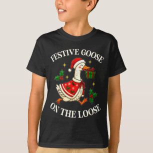 Camiseta Ganso Festivo à Solta Goosemas Divertido Natal