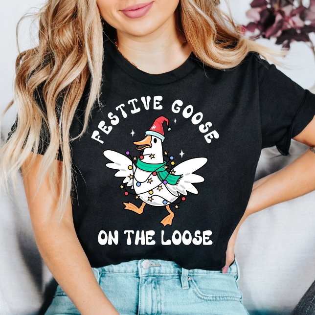Camiseta Ganso Festivo à Solta Natal (Criador carregado)