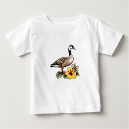 Camiseta Ganso Havaiano com Flor de Hibisco Amarelo