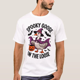 Camiseta Ganso Louco no Chapéu das Bruxas Soltas e Abóbora