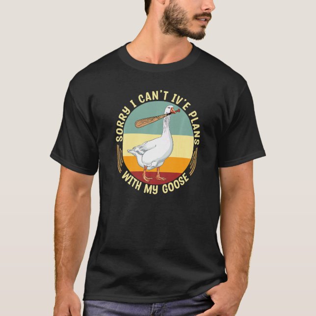 Camiseta Ganso segurando Golf Bat Eu não posso ter planos c (Frente)