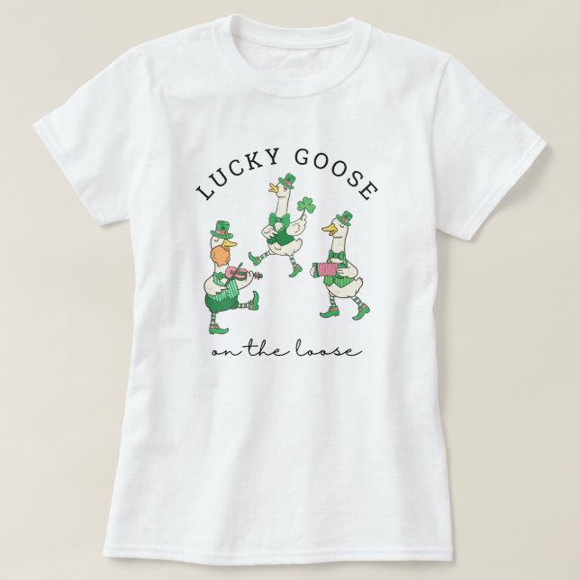 Camiseta Gansos Dançantes Sortudos e Divertidos St Patrick' (Frente do Design)