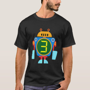 Camiseta Garage Crianças Pequeno Robô Aniversário 3º Aniver