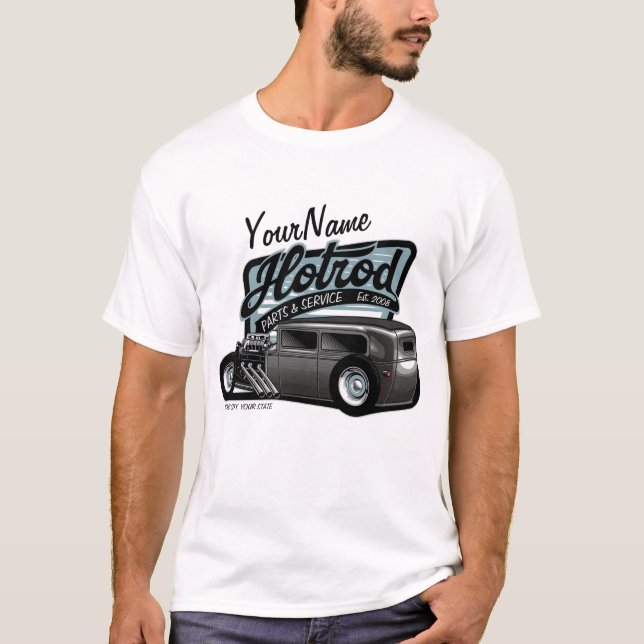 Camiseta Garagem Compre de velocidade do Sedan de hot Rod s (Frente)