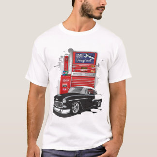 Camiseta Garagem de Ar Chevy Bel Preta e Branca, 1955, cons