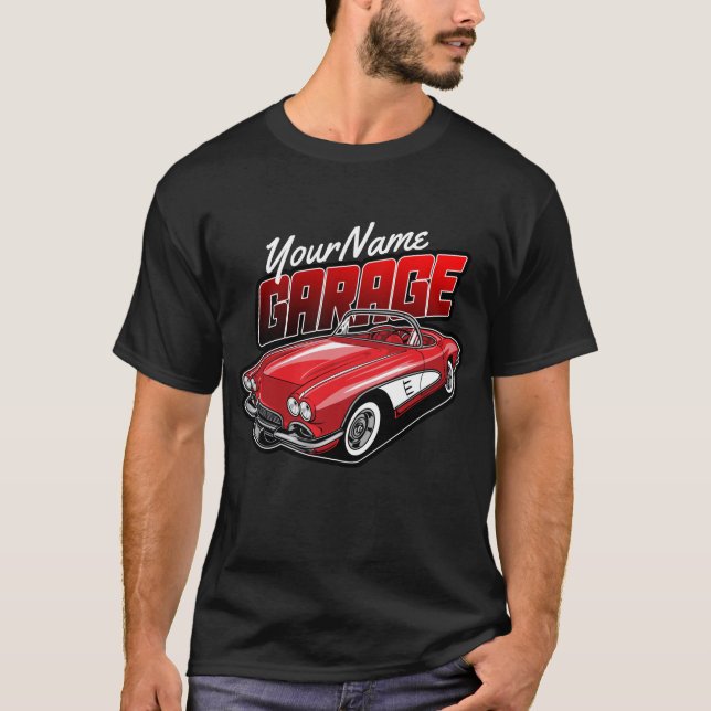 Camiseta Garagem de Carro Esportivo Vermelho Clássico 1961  (Frente)