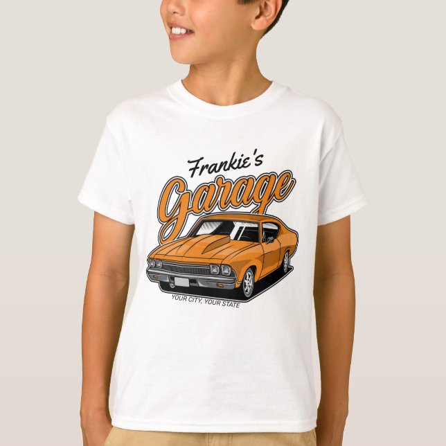 Camiseta Garagem Personalizada De Carro Muscular Clássico 1 (Frente)