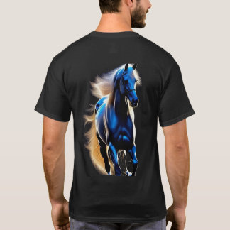 Camiseta Garanhão Cósmico: Cavalo de Fantasia Azul Brilhant