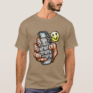 Camiseta Garante de Mão Com Rosto Feliz, Estilo Quadrinhos