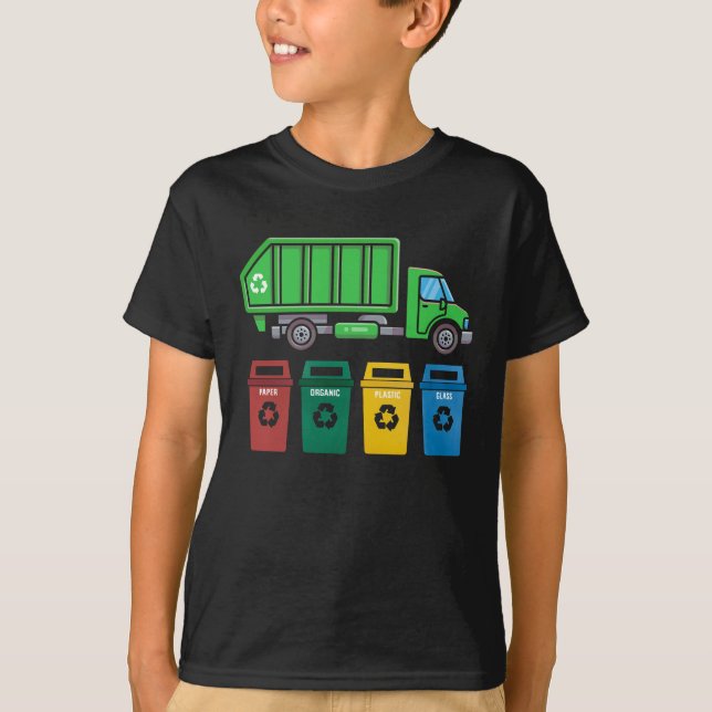 Camiseta Garbage Truck Kids Reciclagem Caminhão (Frente)
