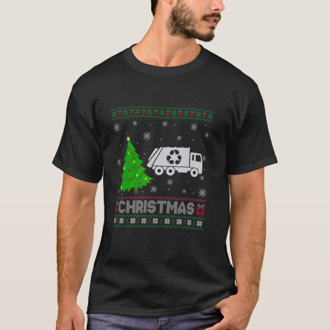 Camiseta Garbage Truck Xmas Tree Lighting Ufly Christmas Sw (Frente)