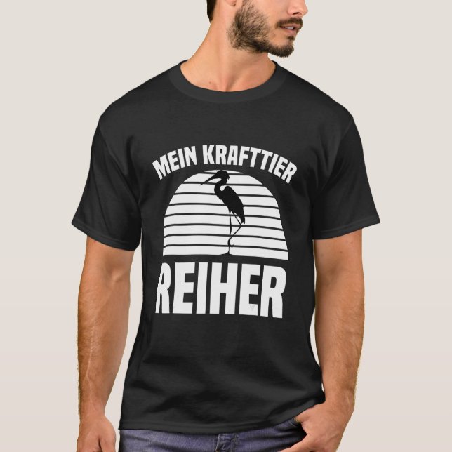 Camiseta Garça Animal de Poder Garça Acampamento Grou Peixe (Frente)