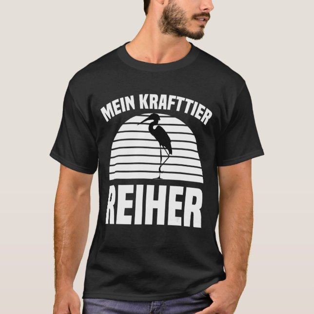 Camiseta Garça Animal de Poder Garça Acampamento Grou Peixe (Frente)