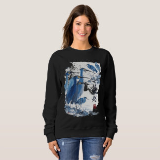 Camiseta Garça Azul Lavagem a Tinta Japonesa Pássaro Nature