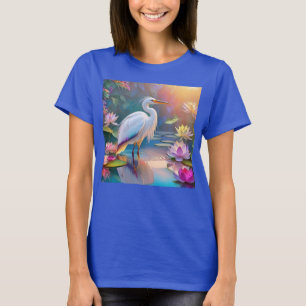 Camiseta Garça Branca de Bico Laranja Fantasia