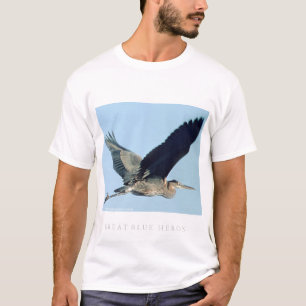 Camiseta Garça-real de grande azul em vôo