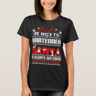 Camiseta Garçom de Natal Feio Suado Dando Engraçado Barten