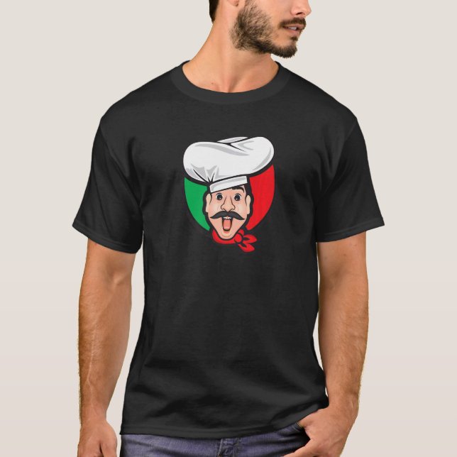 Camiseta Garçom italiano de chef Itália Comida de pizzaria (Frente)