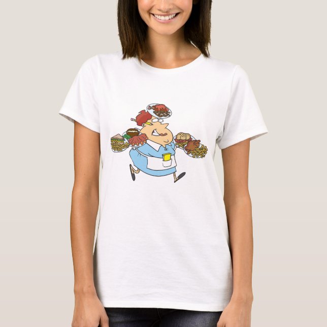 Camiseta Garçonete Atarefada e Divertida Servidora SuperTra (Frente)