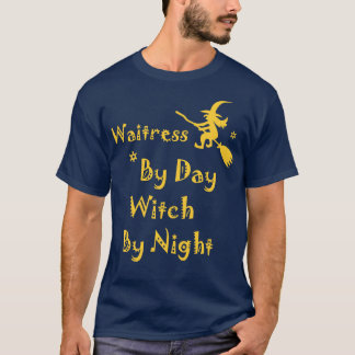 Camiseta Garçonete Por Dia Bruxa Por Dia de as Bruxas engra