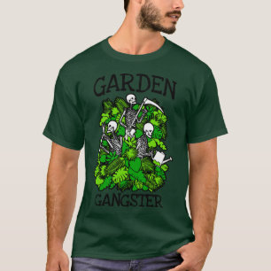 Camiseta Garden Gangster Engraçado Jardinagem Esqueletrizan