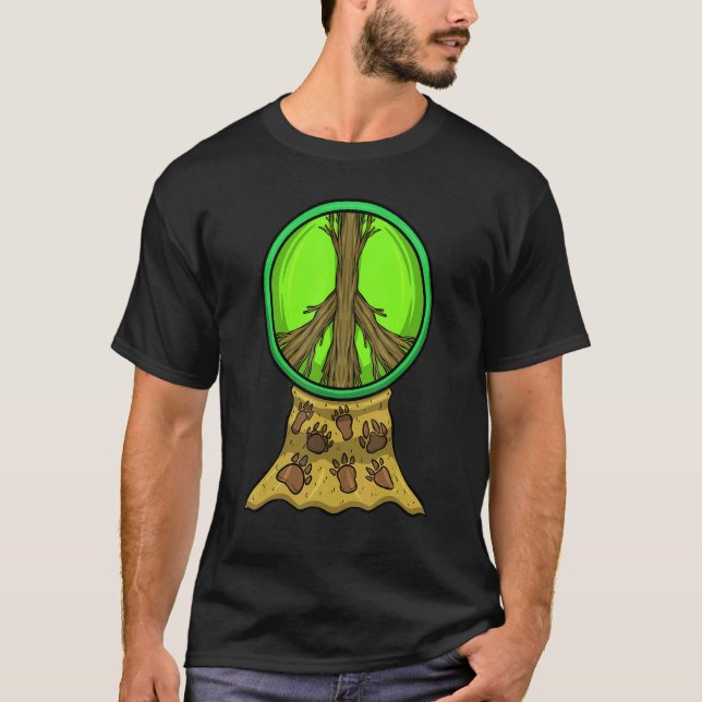 Camiseta Garden Peace Gardener Hippie Tree Roots Animal Foo (Frente)