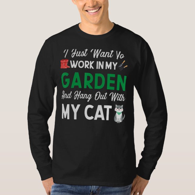 Camiseta Gardener Cat Aluga Para Querer Jardim Com Gato (Frente)