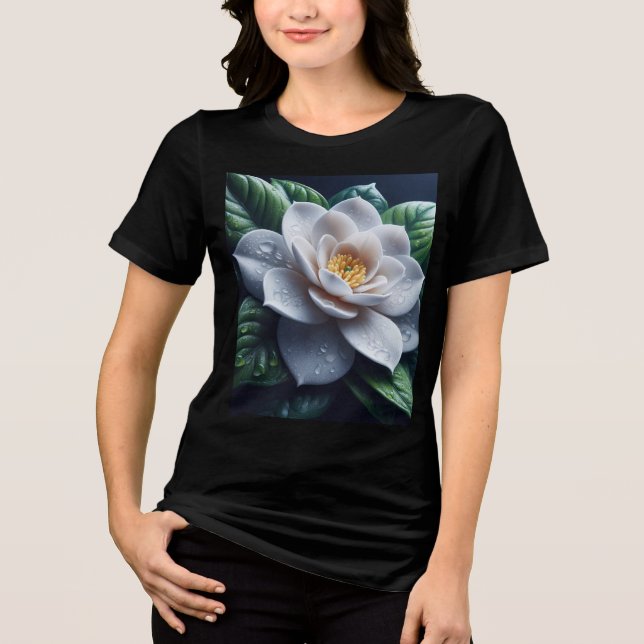 Camiseta Gardenia Branca Floral (Frente)