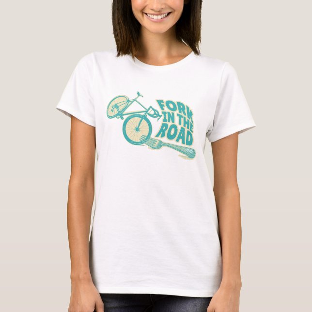 Camiseta Garfo na estrada bicicleta Engraçada (Frente)