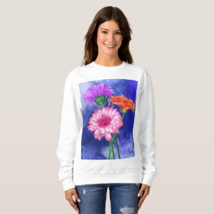 Camiseta Garganta Gerberas de Três Cores - Desenho de Arte
