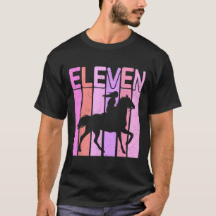 Camiseta Garota 11 de Cavalo Aniversário Andando 11 Anos