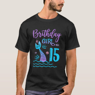 Camiseta Garota 15 de Aniversário com rabo de Sereia de 15 