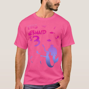 Camiseta Garota 3º Aniversário Esta Sereia Tem 3 Anos