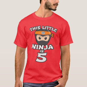 Camiseta Garota 5 Aniversário Este Pequeno Ninja Vermelho T