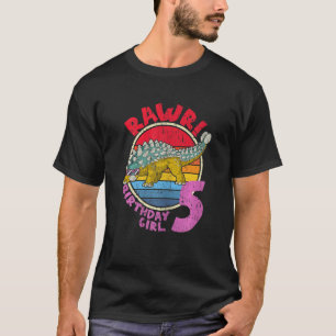 Camiseta Garota 5 Aniversário Eu Rawr! Mães da família Anky