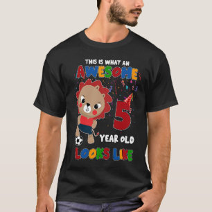 Camiseta Garota 5 de Leão de Pequeno Futebol Menino Fantást