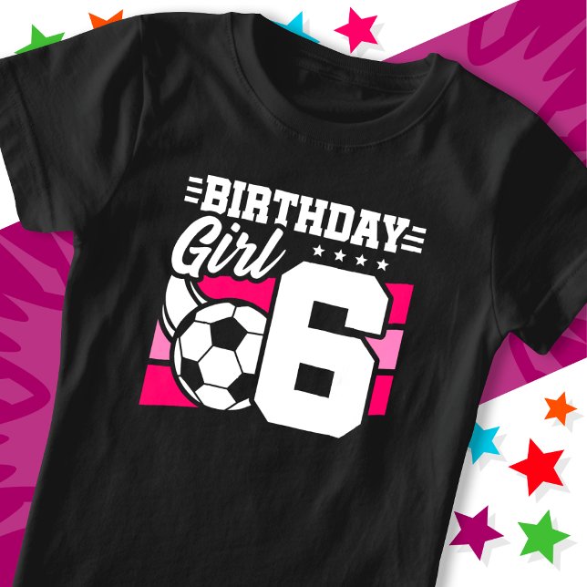 Camiseta Garota 6 de Aniversário do Festa de Futebol de 6 A (Criador carregado)