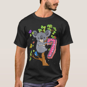 Camiseta Garota 7 de Aniversário de Koala Bear 7 Anos K