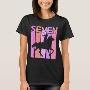 Camiseta Garota 7 de Cavalo Aniversário Andando 7 Anos