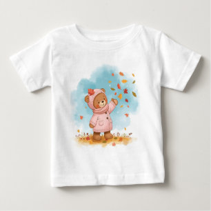 Camiseta Garota Adorável do Urso de Teddy Captando Folhas d