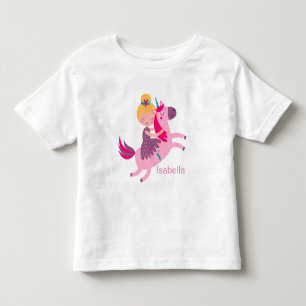 Camiseta Garota Amarelo-Bonita Andando em Unicórnio