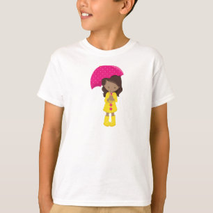 Camiseta Garota Americana Africana, Garota Em Casaco De Chu