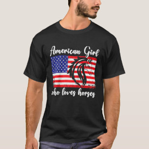 Camiseta garota americana que ama cavalos piloto Raglan Bas